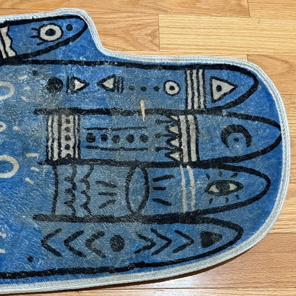 Blue Hamsa Eye Protection Fatima’s Hand Hieroglyphic Hippie Spiritual Rug Mat